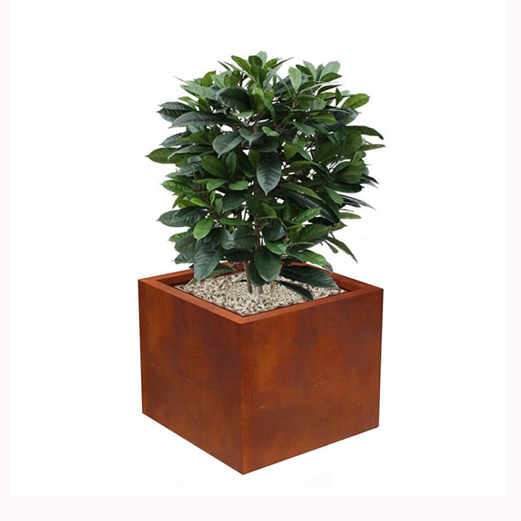 Large Planters Flower Pot Corten Steel Rectangular Metal Custom High Quality Outdoor Used with Flower/green Plant Modern