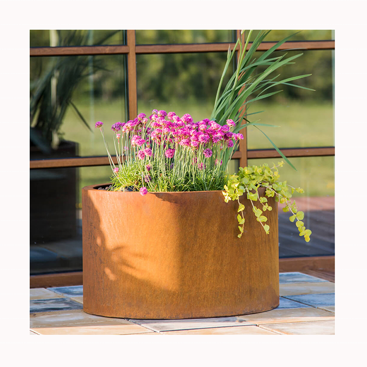 Large Planters Flower Pot Corten Steel Rectangular Metal Custom High Quality Outdoor Used with Flower/green Plant Modern