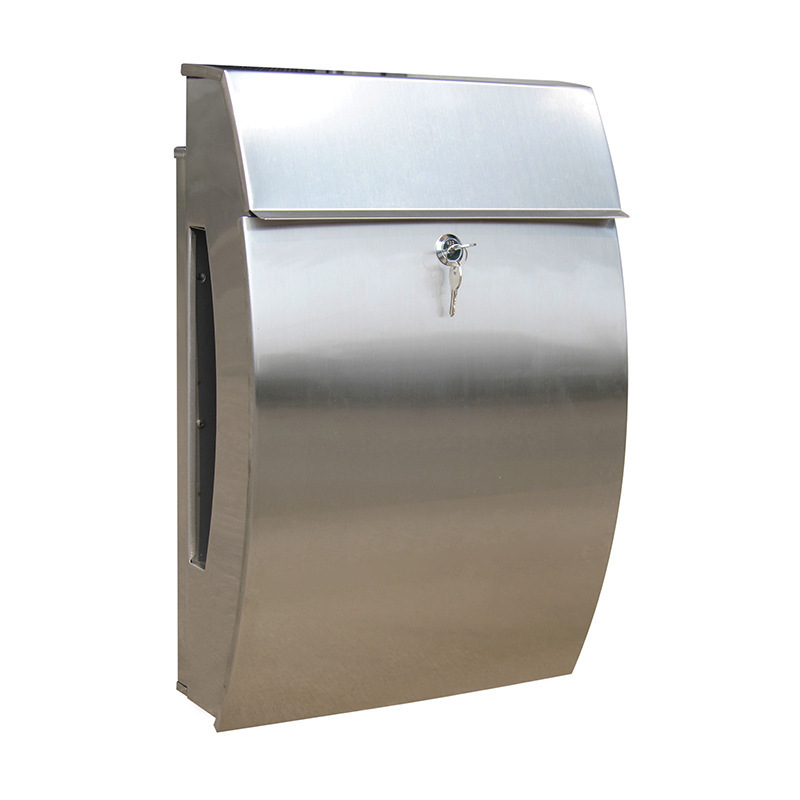 Outdoor Silver Metal Residential Mailboxes Wall Mounted Post Box Modern Stainless Steel Mailboxes