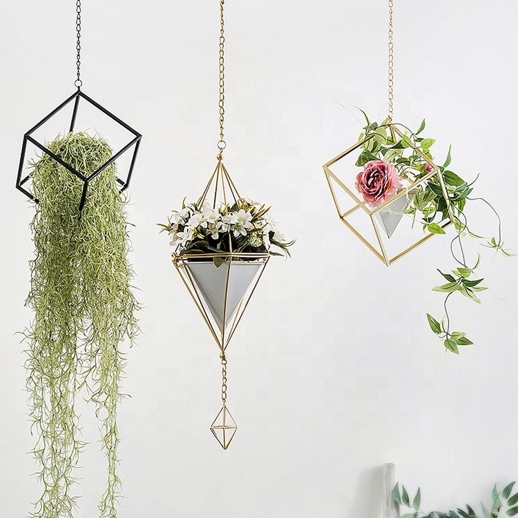 Decorations Creative Flower Plants  Metal Pot Artificial Flowers For Hanging Pot