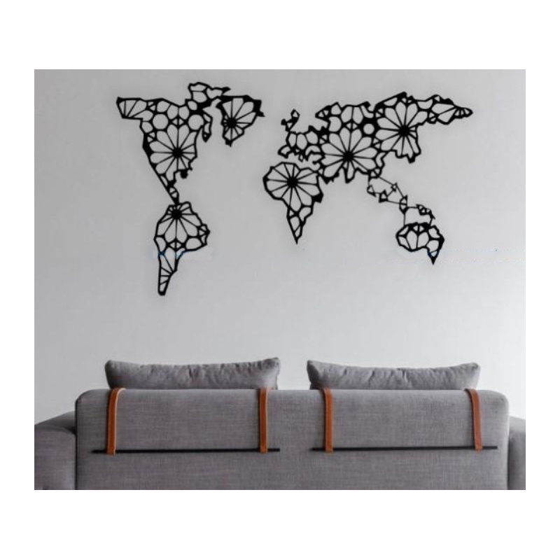 Custom Laser Cut Metal Pattern Decoration Metal Sign Large Metal Wall Art Decal World MapS Wall Art