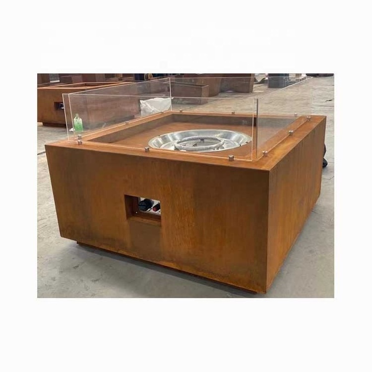 Customized Outdoor Patio Steel Frame Charcoal Brazier  Gas Firepit Corten Steel brazier Table