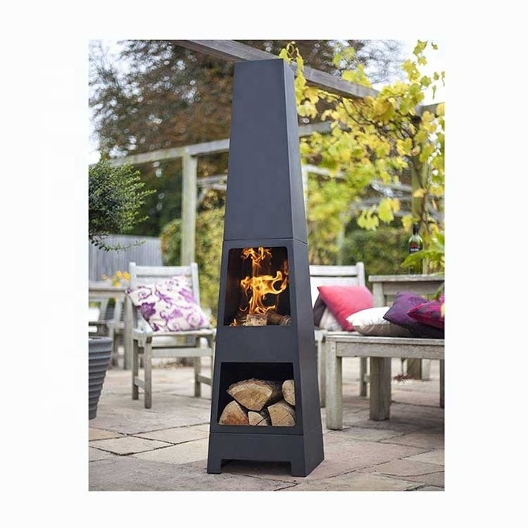 Customized Corten Steel Freestanding Outdoor Fireplace Freestanding Wood Burning Fireplace