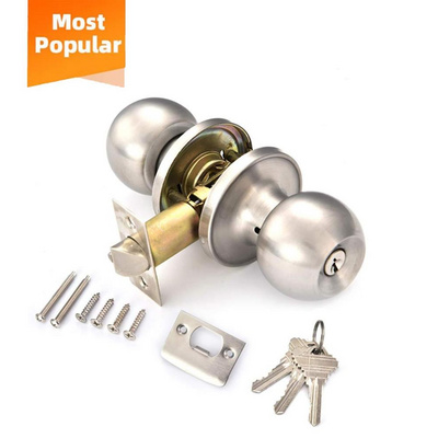 Entry Privacy tubular lock key Stainless Steel Double Ball Round cylinder door knob lock