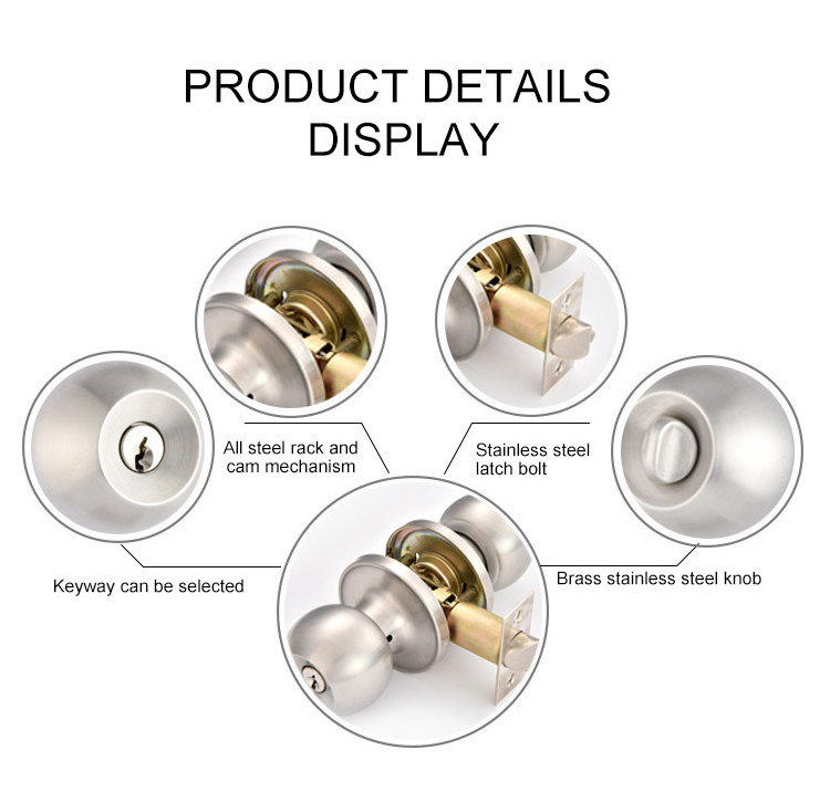 Double sided tubular round cylindrical price knob door cylinder lock door handle lock