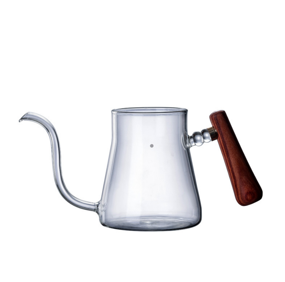 new Product Gooseneck 550ml Borosilicate Glass Coffee Kettle Pour Over Pot V shaped 60 Drip Teapot