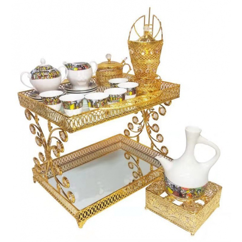 High quality Ethiopian metal coffee tray set with cup and saucer tea sets coffee tables coffee