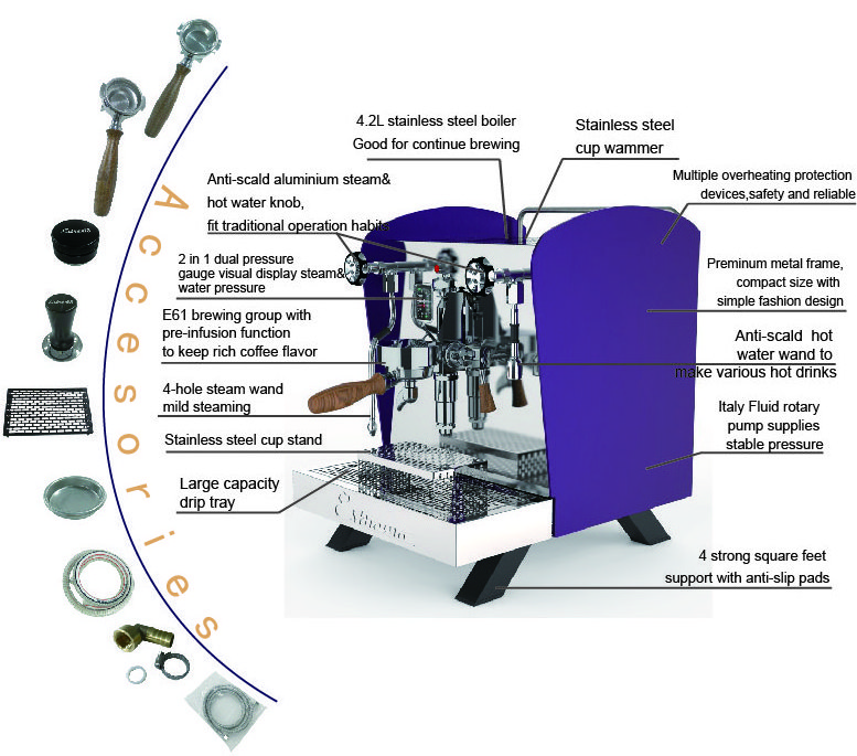 Newest Professional Single Group coffee Espresso Maker Machine with Rotary Pump Commercial  coffee vmachine fully automatic