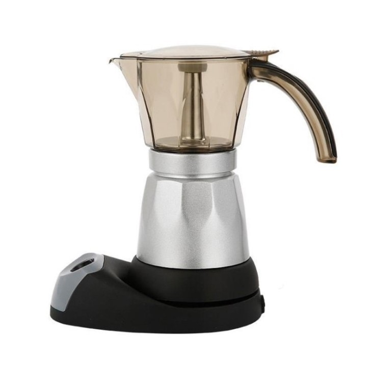 High Quality Italy Wholesale Silver Espresso 6 Cup Electric Moka Coffee Maker