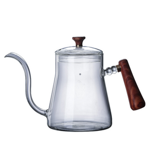 new Product Gooseneck 550ml Borosilicate Glass Coffee Kettle Pour Over Pot V shaped 60 Drip Teapot