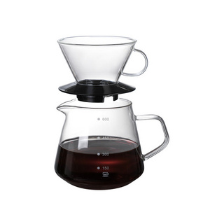 600ml Pour Over Glass Coffee Maker Glass Coffee Dripper Set Glass Coffee Carafe With Filter Cup