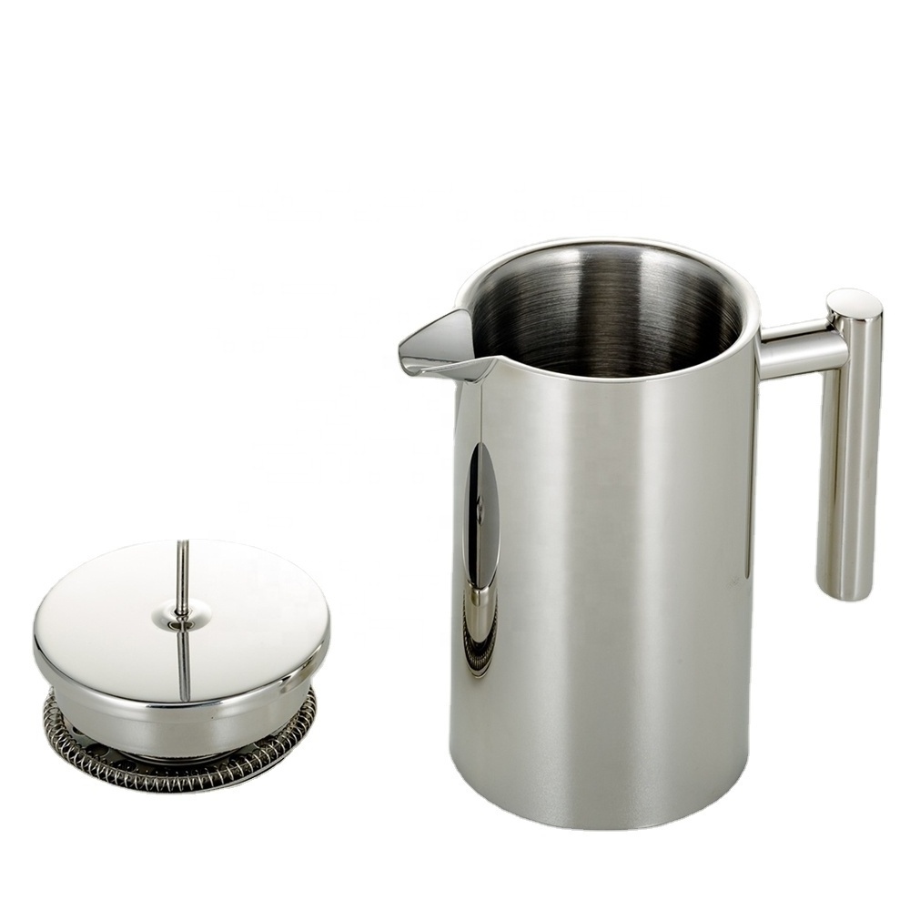 Food Grade 304 Double Wall Stainless Steel Coffee Plunger Coffee French Press