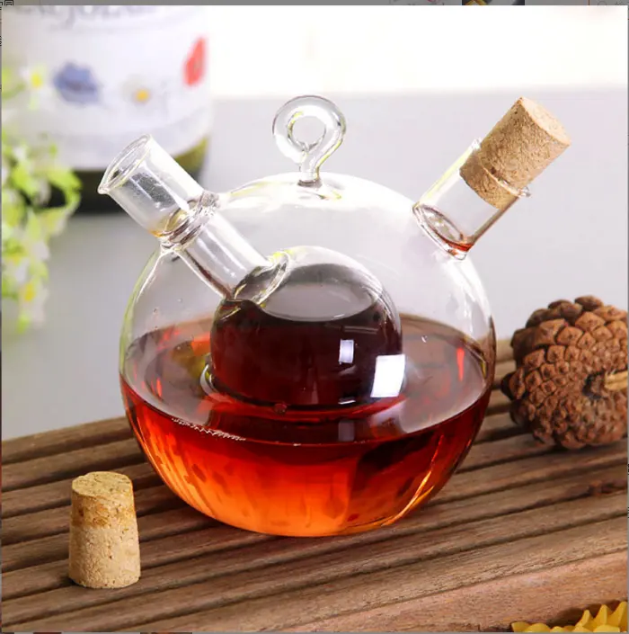 Glass Caster Oil and Vinegar Bottles Oil Dispenser Bottle Oil Vinegar Cruet 2 Dispensers in 1 Kitchen Supplies Glass