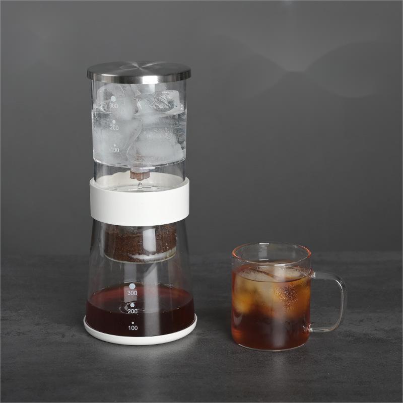 Golden 600ml Glass Coffee Ice Drip Pot Cold Brew Tea Coffee Maker With Briefness Metal Frame