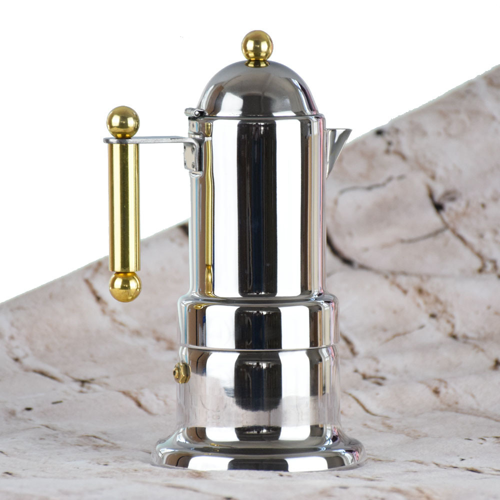 Golden Handle and Golden Knob 4 cups moka pot Original in Stock Coffee Percolators