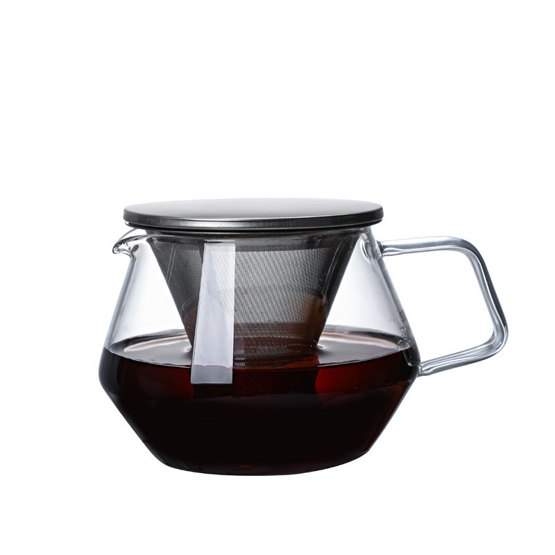 High Borosilicate 300ml Portable Over Tea Server Glass Heat Resistant Camping Coffee Pot