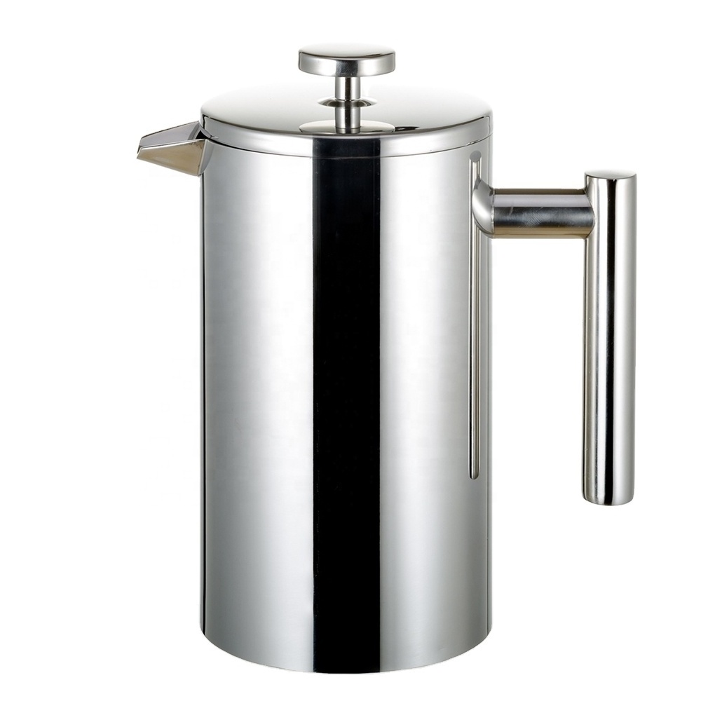 Food Grade 304 Double Wall Stainless Steel Coffee Plunger Coffee French Press