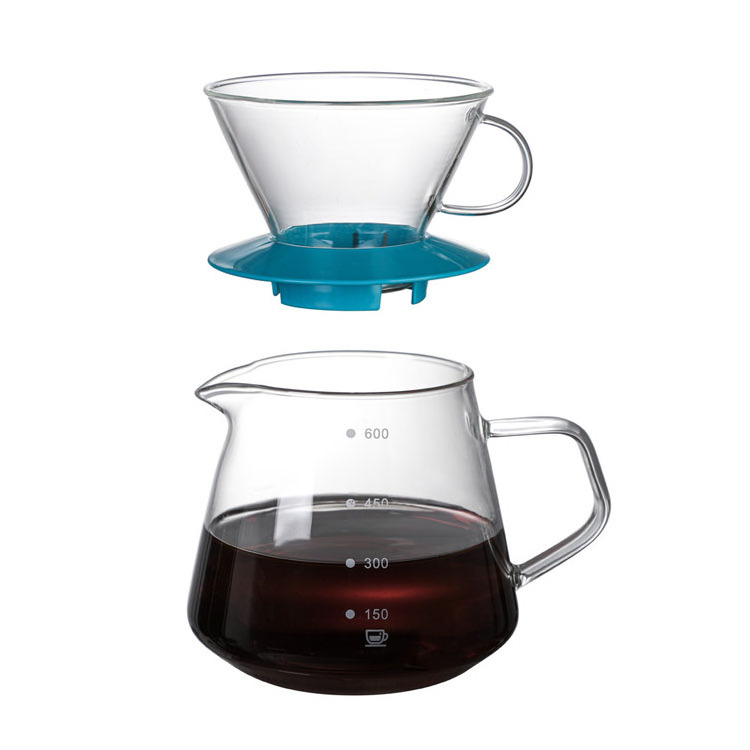 600ml Pour Over Glass Coffee Maker Glass Coffee Dripper Set Glass Coffee Carafe With Filter Cup