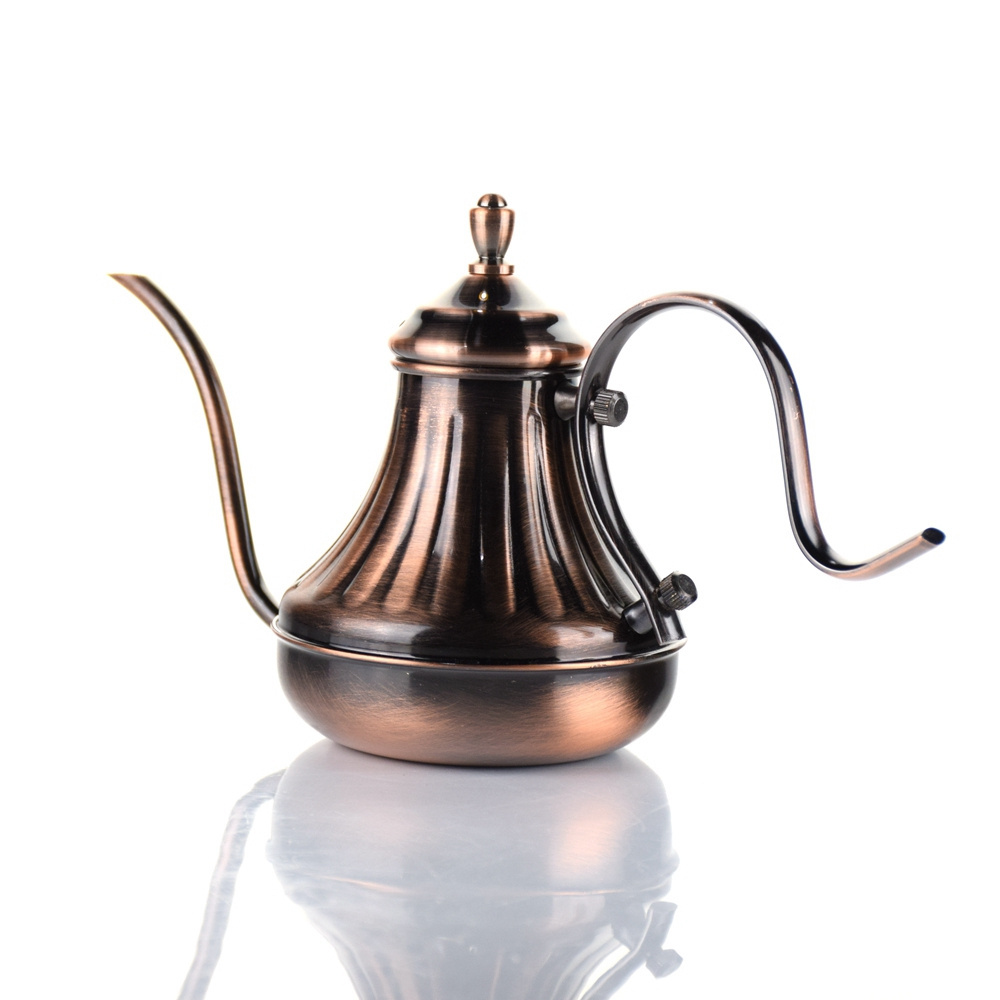 Copper Stainless Steel Gooseneck Hand Drip Coffee Kettle Pour Over Coffee Tea Punch Pot