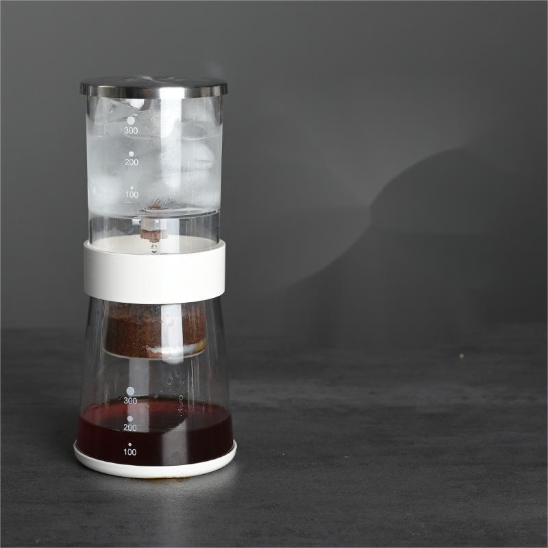 Golden 600ml Glass Coffee Ice Drip Pot Cold Brew Tea Coffee Maker With Briefness Metal Frame