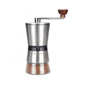 Manual Coffee Grinder Stainless Steel Conical Ceramic Burr Hand Mill with Adjustable Settings Portable Hand Crank Grinder;