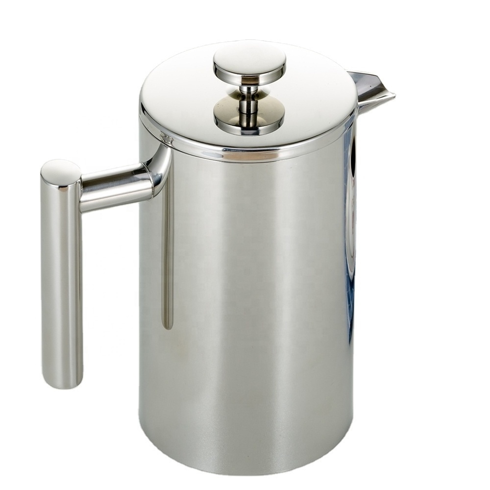 Food Grade 304 Double Wall Stainless Steel Coffee Plunger Coffee French Press