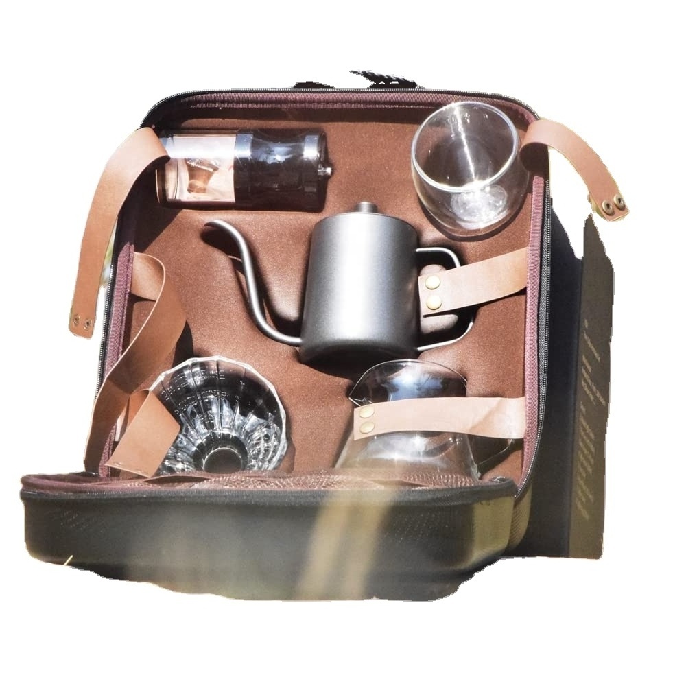 New Design Coffee Tools Drip Coffee Pour Over Set HandGift Set with Timer Dripper Server Grinder Scale Coffee Brewer kit Bag