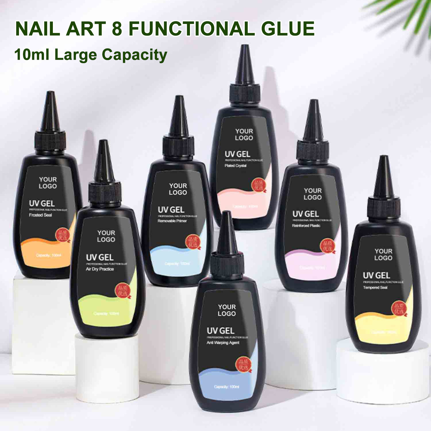 Newest Multifunction 8 IN 1 Gel Polish Super Bond UV Nail Glue For Color Mixing Blooming Extend