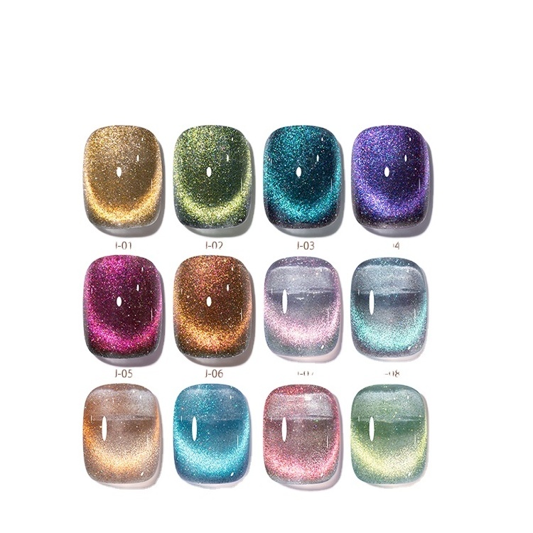 OEM Factory Customized Your Brand 8/10/12/ 15Ml Cat Eye Mood Nails Glue Uv Led Base Top Coat Nail Polish Soild Glitter Color Gel