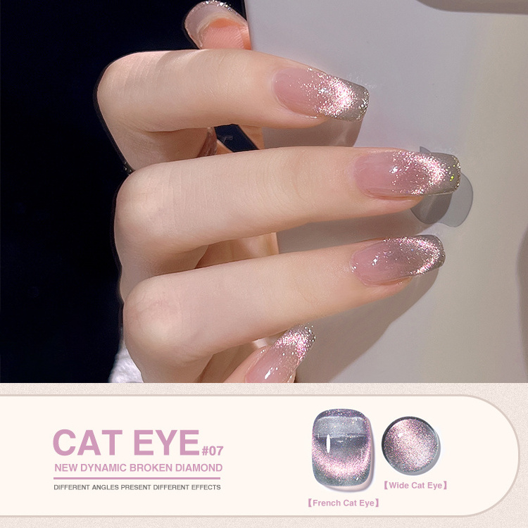 OEM Factory Customized Your Brand 8/10/12/ 15Ml Cat Eye Mood Nails Glue Uv Led Base Top Coat Nail Polish Soild Glitter Color Gel