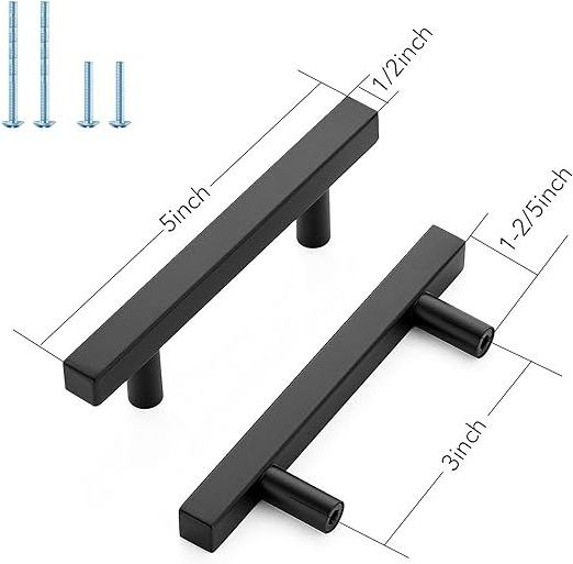 5 Inch Kitchen Cabinet Handles Black Cabinet Pulls Square Cabinet Hardware Stainless Steel Drawer Pulls 3