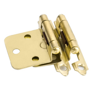 Gold Self Closing Kitchen Cabinet Hinges 1/2 Inch Overlay Brushed Brass Cupboard Hinges Face Mount Cabinet Hardware