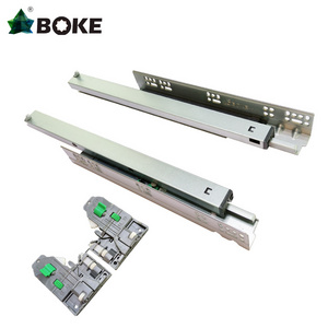 BOKE hot selling frame less Euro type under mount soft close drawer slide standard drawer runner with 3D clip