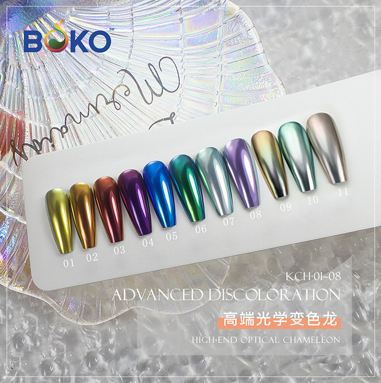 BOKO Wholesale HIGH-END Optical Chameleon Pigment Powder Aurora Magic Mirror Effect Chrome Powder