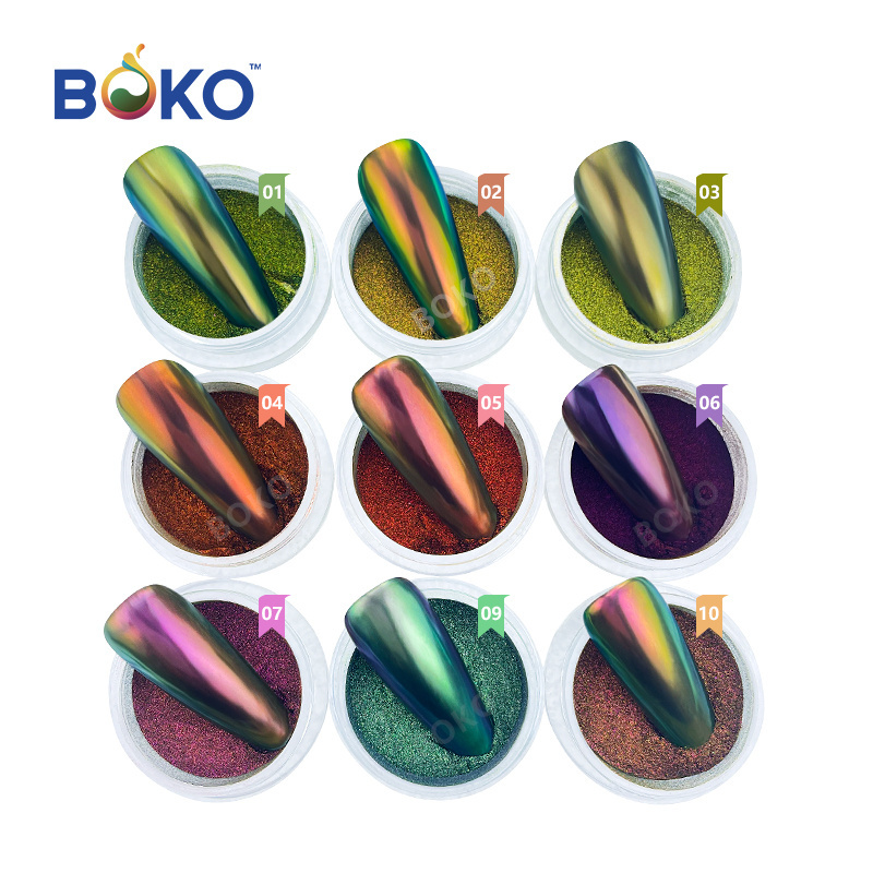 BOKO Nail Chameleon Powder  Colors 0.2g Chrome Nail Powder Magic Mirror Powder  Chrome Pigments Liquid