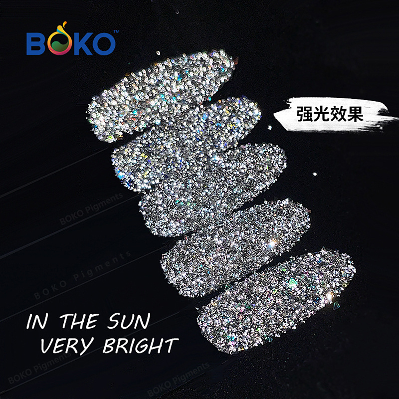 BOKO Reflective Nail Powder Glitter Sparkles Diamond Pigment Glitter Dust UV Gel Nail Art Decoration