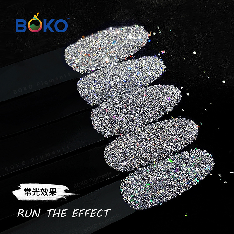 BOKO Reflective Nail Powder Glitter Sparkles Diamond Pigment Glitter Dust UV Gel Nail Art Decoration