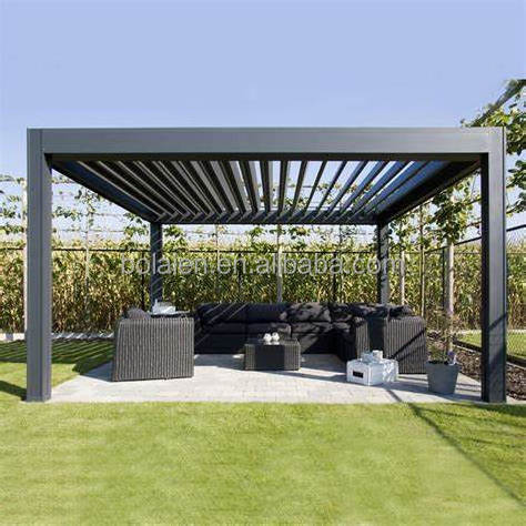 Modern Outdoor Motorized Bioclimatic Garden Gazebo Aluminium Louvered Arches Arbours Pergola with Zip Screen Outdoor Blinds