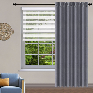 New Design Blackout Curtains and Window Blinds Combinations Free-Stop Combi Blinds Cordless Zebra Blinds Shades