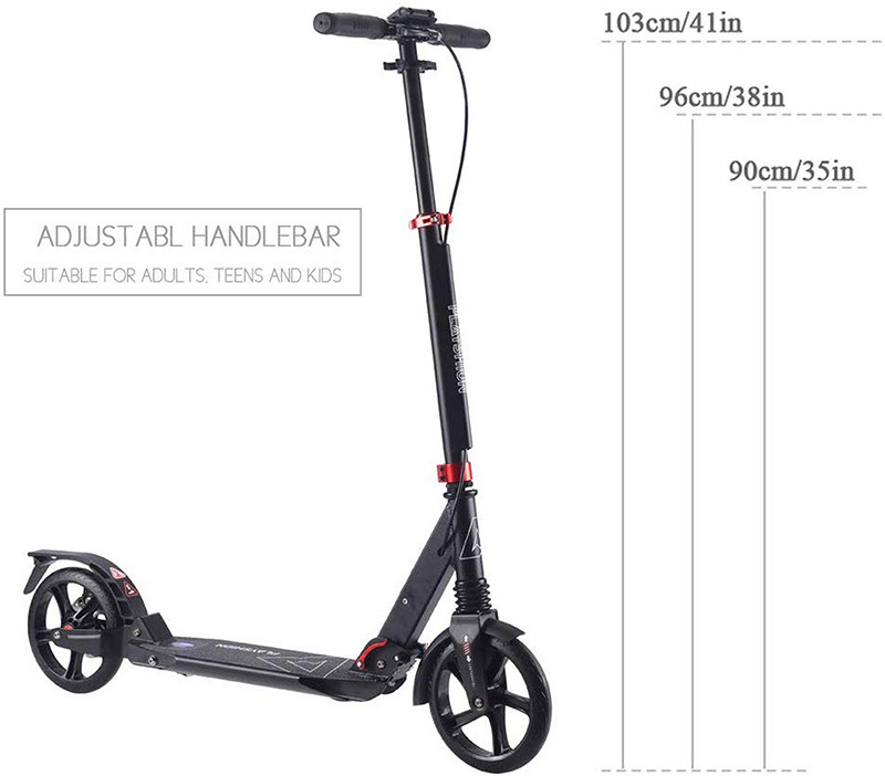 200mm Adult Kick Scooter for Adult Big wheels kick Scooters with Hand Brake and Dual Suspension