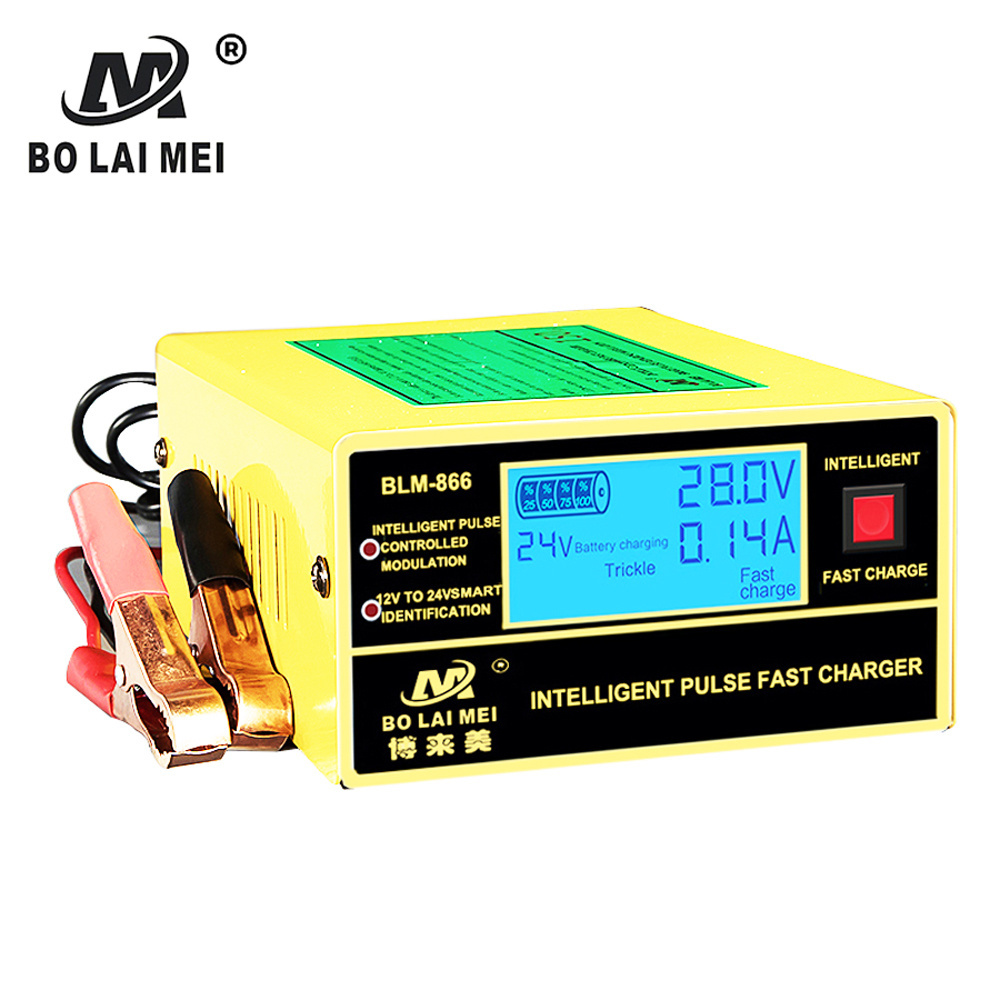 Automatic 12 V 24 V Car Battery Charger LED Display 5-Stage Intelligent Pulse Repair Charger