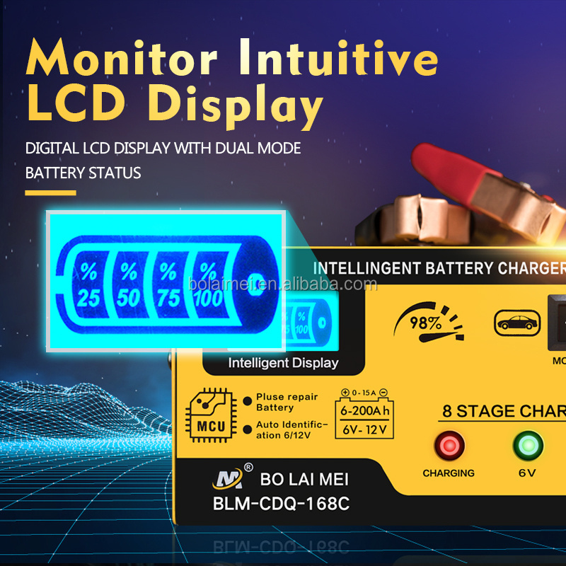 6V 12V 0-15A Lead Acid Automatic AGM SLA GEL VRLA Storage Battery Charger