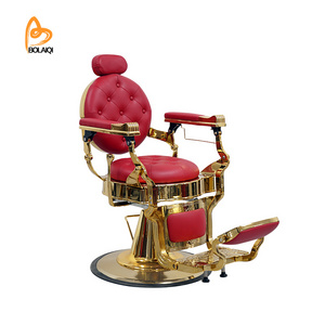 BOLAIQI Professional Hot Sale Red And Gold Barber Chairs Popular Aluminum Foldable Barber Chair