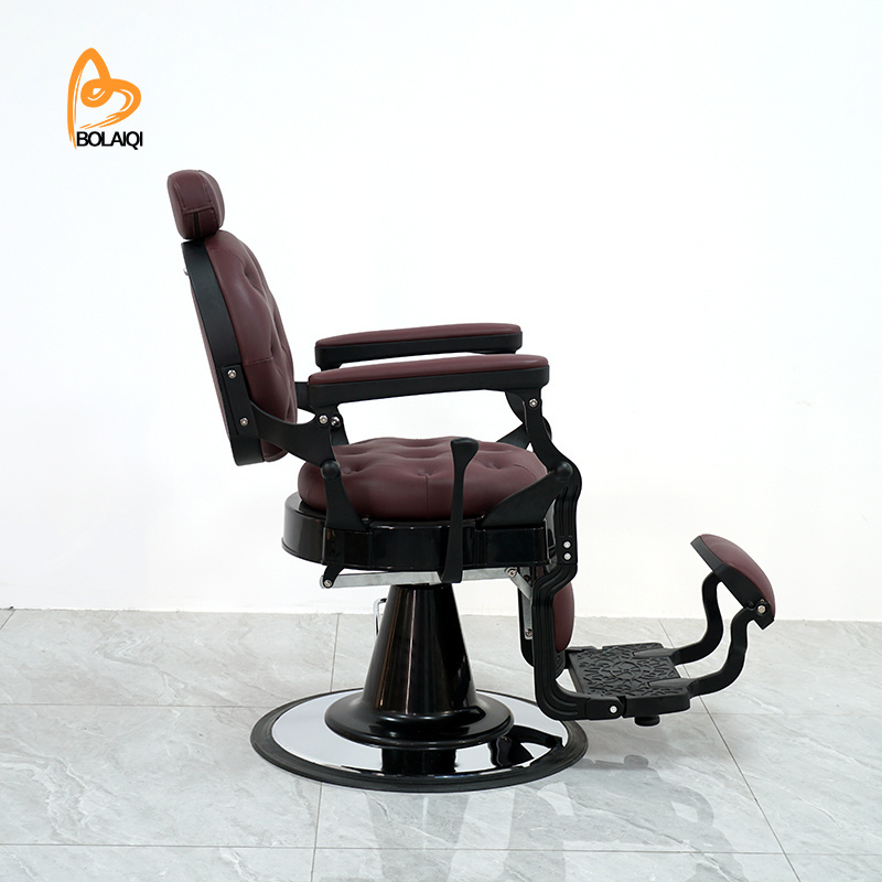 BOLAIQI Wholesale Salon Barbershop Purple Barber Chairs Hairdresser Used Men Hydraulic Barber Chairs