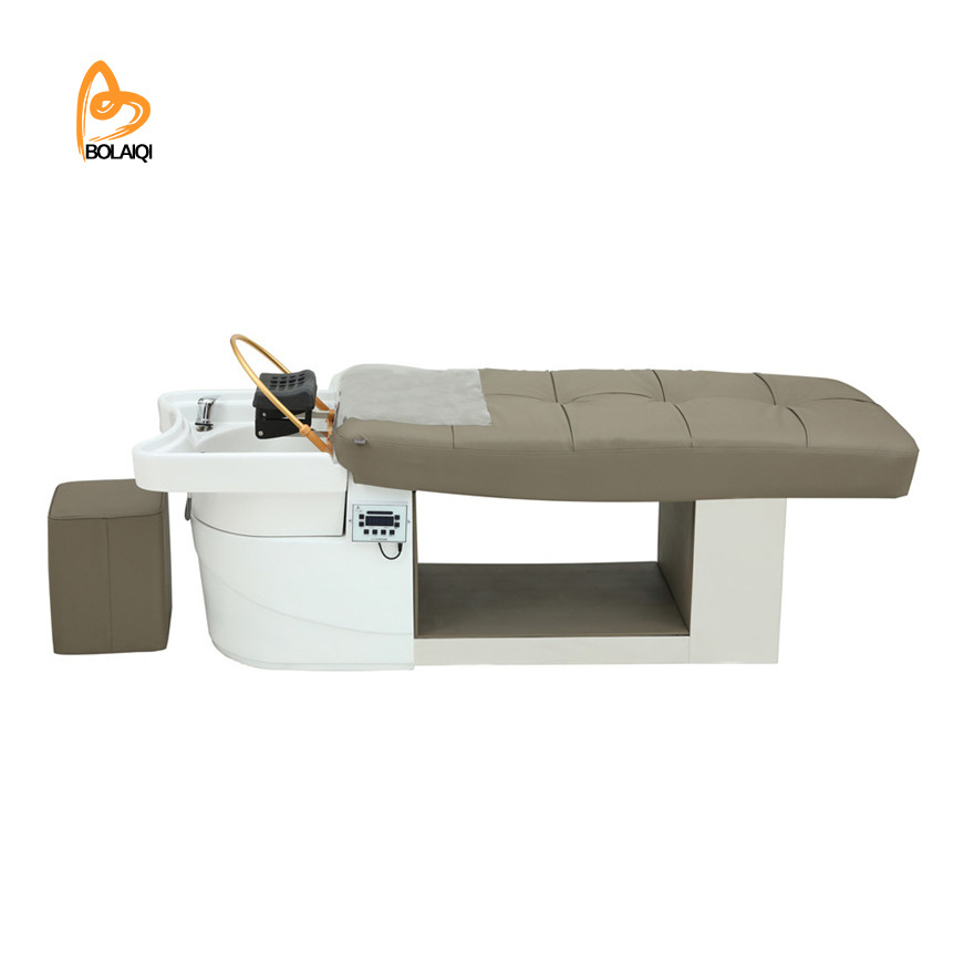 BOLAIQI Salon Furniture Thai Massage Table Water Fumigation Head Therapy Shampoo Bed with Water Circulation