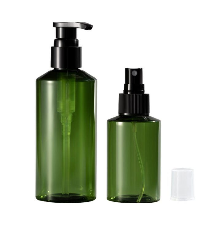 Wholesale 300ml 500ml Green Amber Double Heavy Walled Plastic Empty PET Shampoo Bottle with Lotion Pump Dispenser