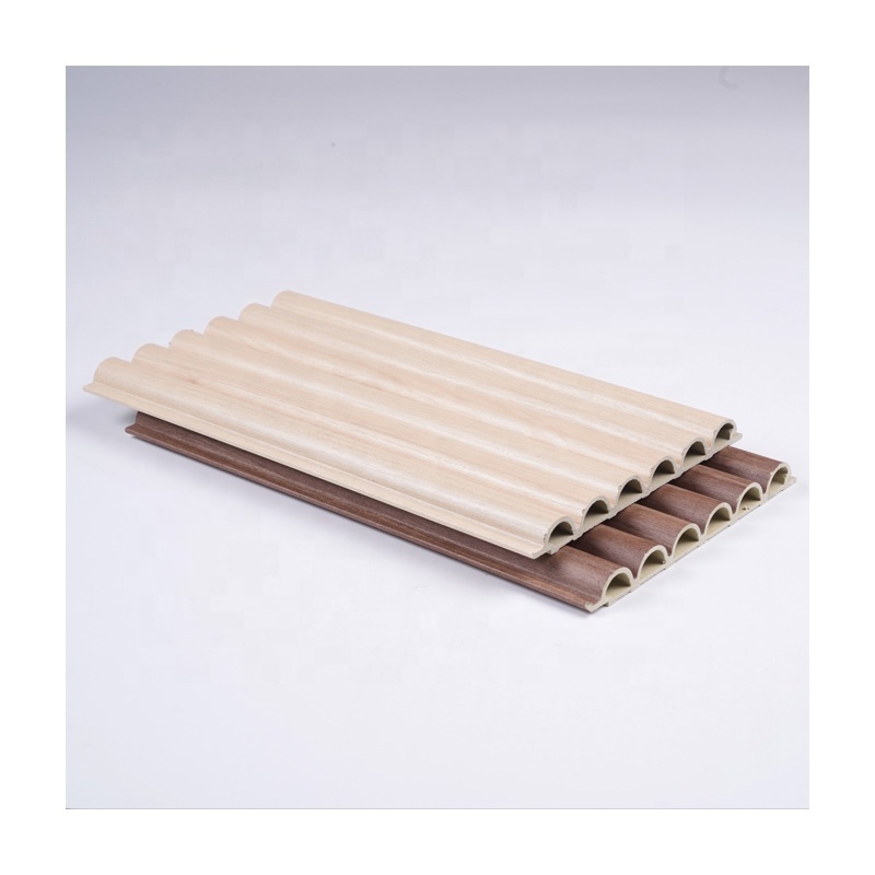 circle hollow timber look wpc indoor board bedroom corrugated board wooden slatted wainscoting panels cladding wall for hotel