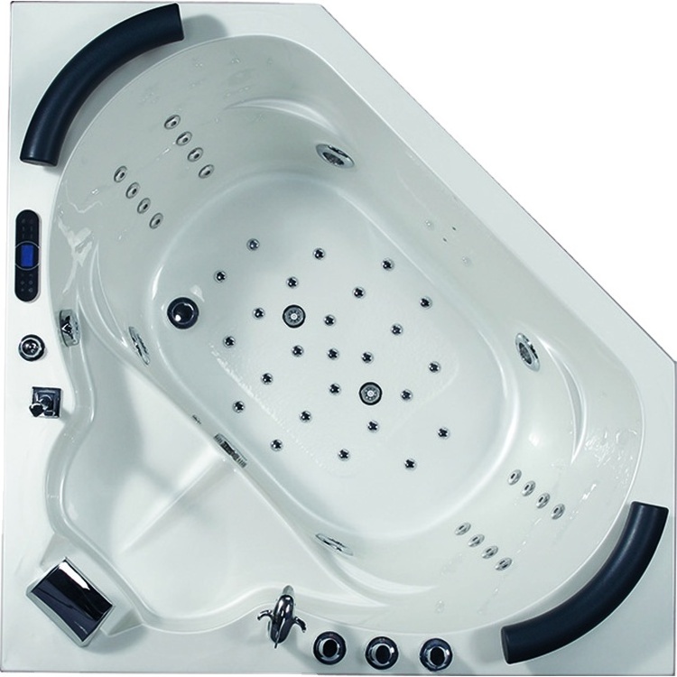 White 2 Person Hydrotherapy Computerized Massage Indoor Whirlpool Jetted Bathtub Hot Tub