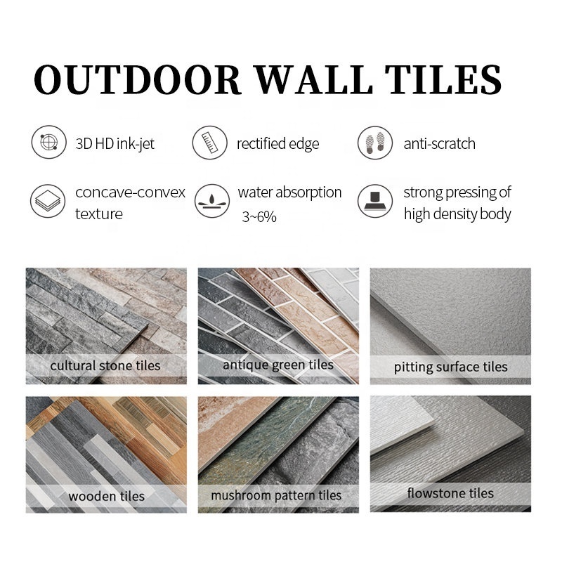 3d stone outdoor and exterior cladding ceramic tiles for front wall tile