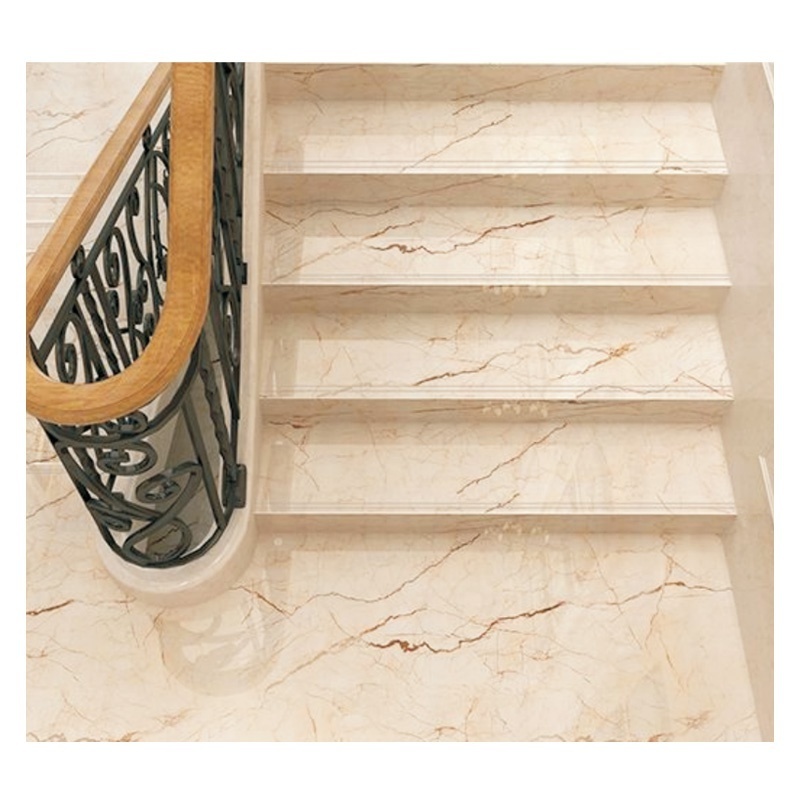 internal 470x1200 Non Slip Edge Original Groove Beige Marble Ceramic Stairs Nosing Step Tile